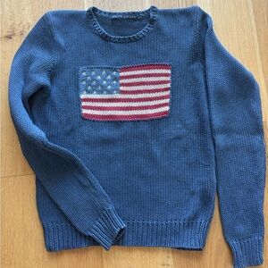 Polo by Ralph Lauren Women's Navy Sweater with Flag Design